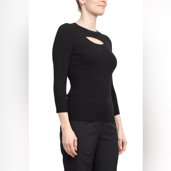 Carmen Marc Valvo black cutout rib knit sL - Picture 6 of 8